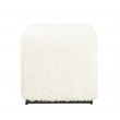 HomePop Cube Square Design Modern Faux Fur Fabric Ottoman in White