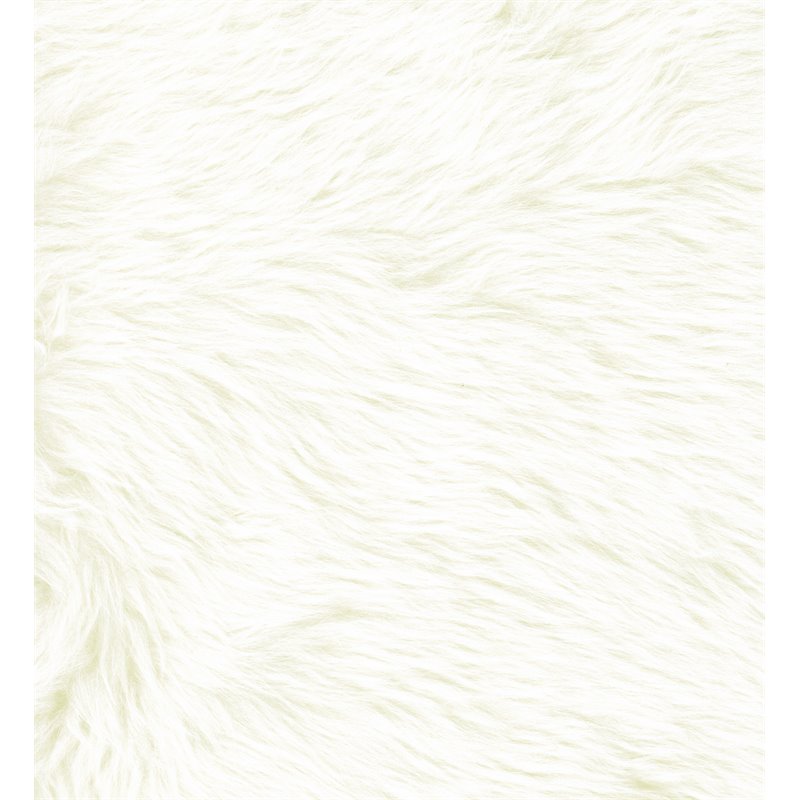 HomePop Cube Square Design Modern Faux Fur Fabric Ottoman in White