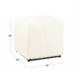 HomePop Cube Square Design Modern Faux Fur Fabric Ottoman in White