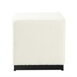 HomePop Cube Square Design Modern Boucle Fabric Ottoman in White