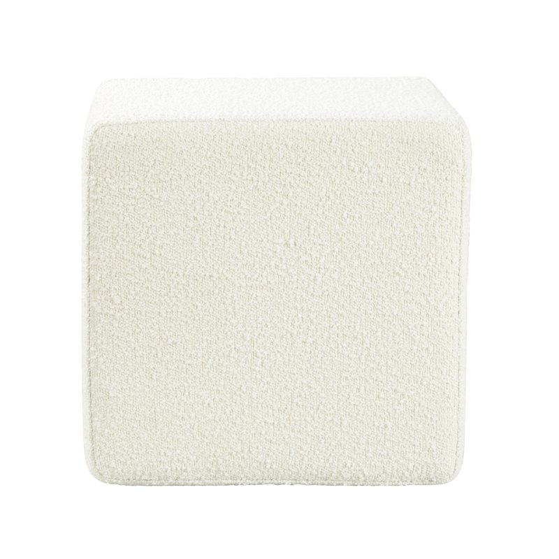 HomePop Cube Square Design Modern Boucle Fabric Ottoman in White