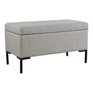HomePop 17.5&quot Medium Modern Woven Fabric Storage Bench with Metal Legs in Gray