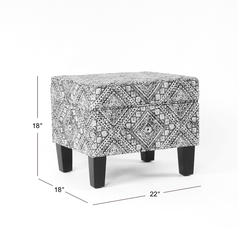 HomePop Square Transitional Velvet & Wood Storage Ottoman in Multi-Color