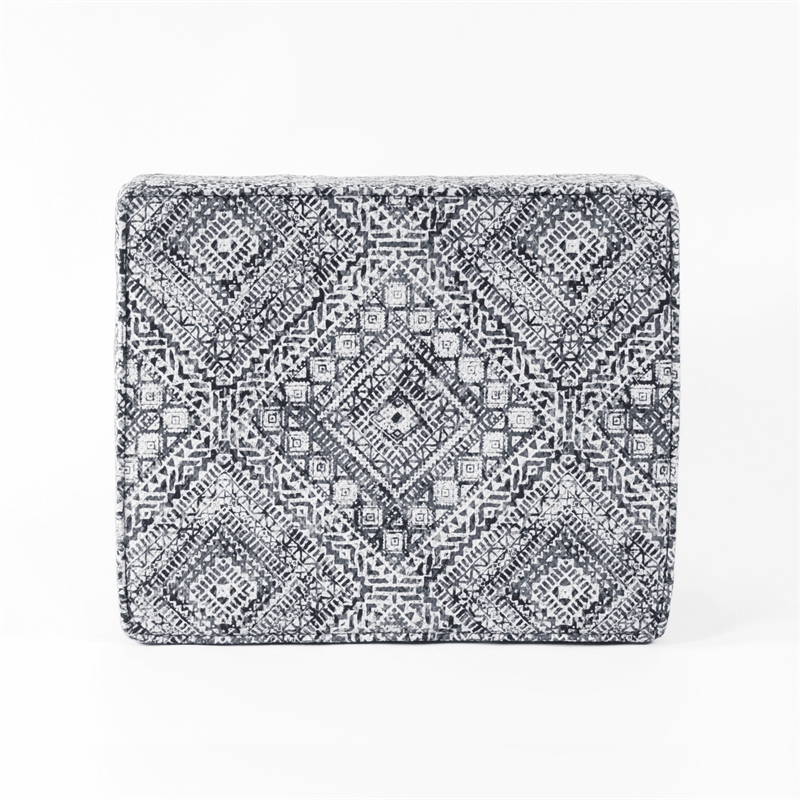 HomePop Square Transitional Velvet & Wood Storage Ottoman in Multi-Color