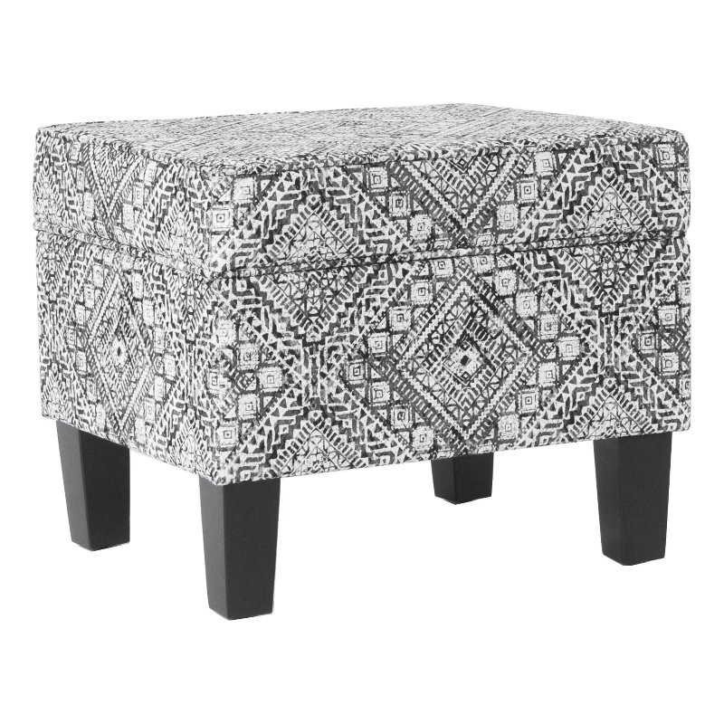 HomePop Square Transitional Velvet & Wood Storage Ottoman in Multi-Color