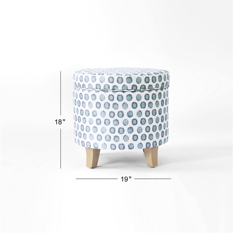 HomePop Round Transitional Fabric Storage Ottoman in Multi-Color