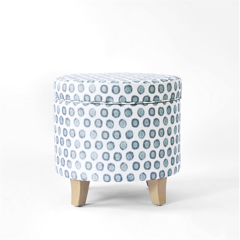 HomePop Round Transitional Fabric Storage Ottoman in Multi-Color