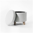 HomePop Round Transitional Fabric Storage Ottoman in Light Gray