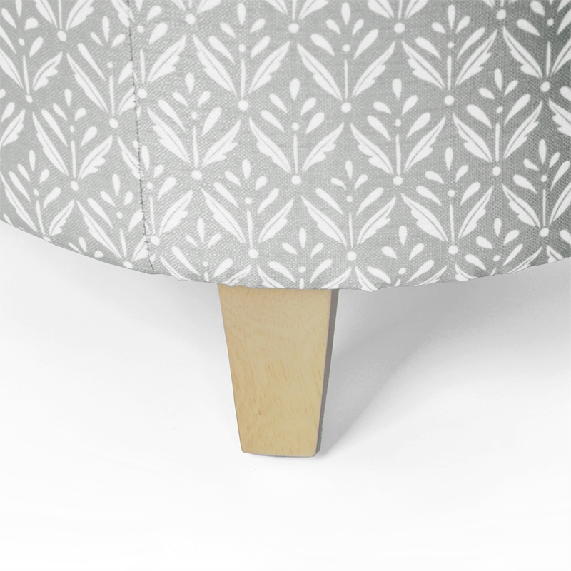 HomePop Round Transitional Fabric Storage Ottoman in Light Gray