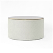 HomePop Round Modern Fabric & Wood Storage Ottoman in Light Gray