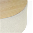 HomePop Round Modern Fabric & Wood Storage Ottoman in Light Gray