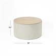 HomePop Round Modern Fabric & Wood Storage Ottoman in Light Gray