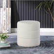 HomePop Round Transitional Fabric Upholstered Decorative Ottoman in Cream