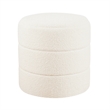 HomePop Round Transitional Fabric Upholstered Decorative Ottoman in Cream