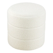 HomePop Round Transitional Fabric Upholstered Decorative Ottoman in Cream