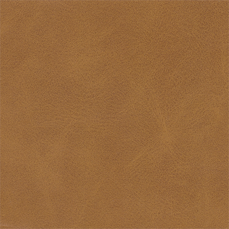HomePop Modern Faux Leather Decorative Ottoman in Carmel Brown
