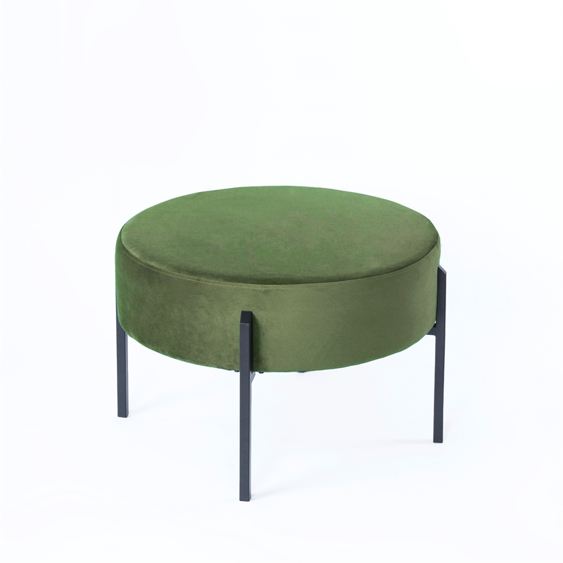 HomePop Modern Velvet & Metal Decorative Ottoman in Forest Green