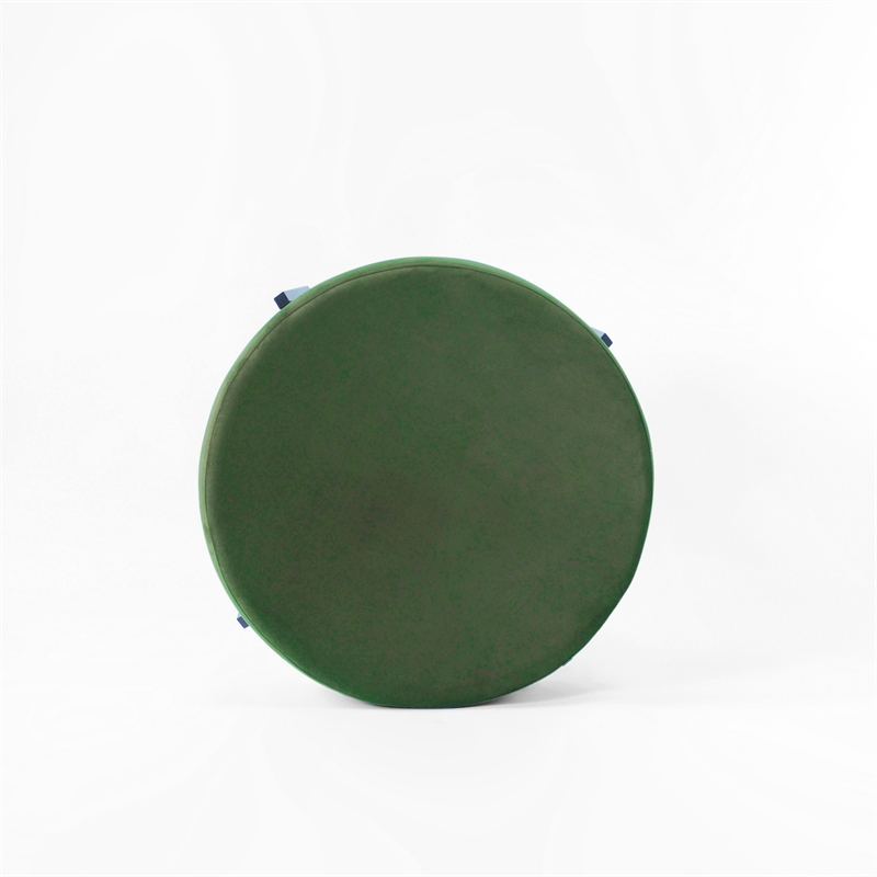 HomePop Modern Velvet & Metal Decorative Ottoman in Forest Green