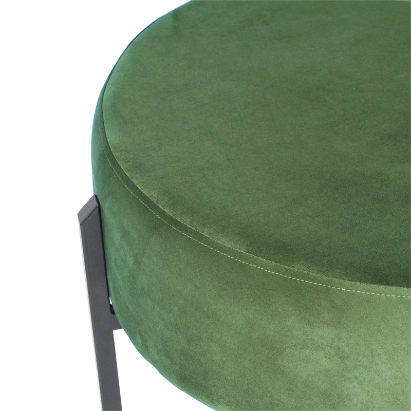 HomePop Modern Velvet & Metal Decorative Ottoman in Forest Green