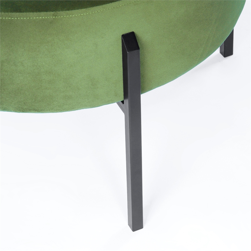 HomePop Modern Velvet & Metal Decorative Ottoman in Forest Green