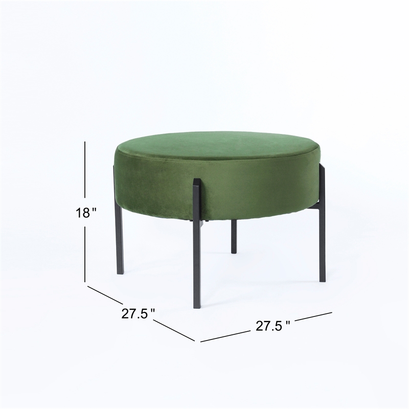 HomePop Modern Velvet & Metal Decorative Ottoman in Forest Green