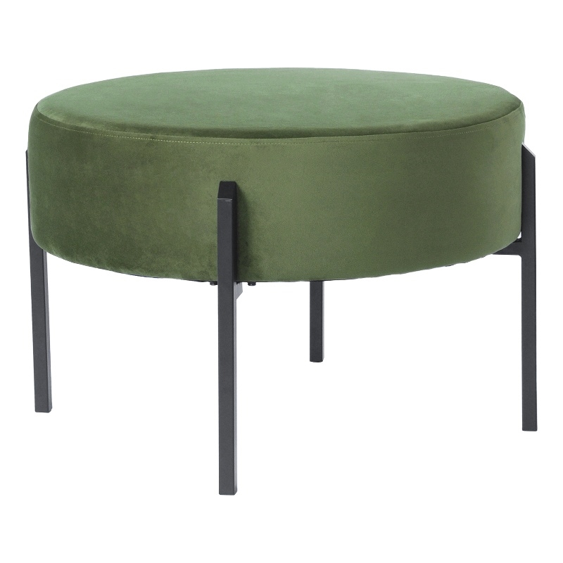HomePop Modern Velvet & Metal Decorative Ottoman in Forest Green