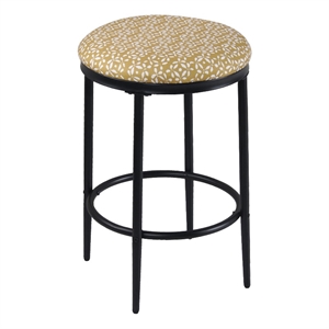 HomePop 24.5&quot Modern Metal & Fabric Upholstered Counter Stool in Golden Yellow