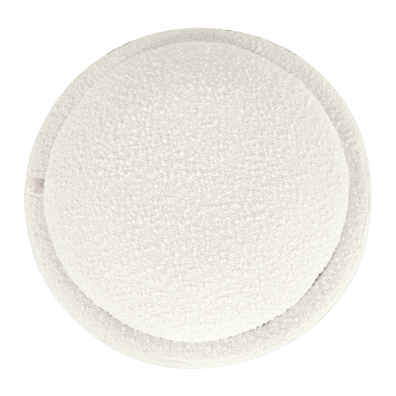 HomePop Round Transitional Fabric Upholstered Storage Ottoman in Cream