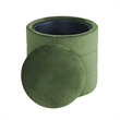 HomePop Round Transitional Velvet Upholstered Storage Ottoman in Forest Green