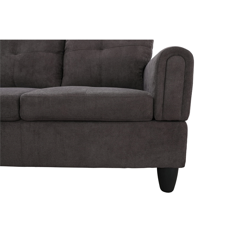 Star Home Living Marseille Linen Fabric Sectional Sofa Set in Dark Brown