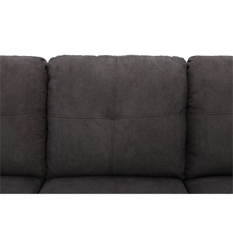 Star Home Living Marseille Linen Fabric Sectional Sofa Set in Dark Brown