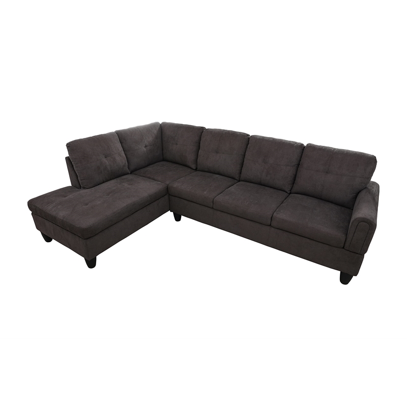 Star Home Living Marseille Linen Fabric Sectional Sofa Set in Dark Brown