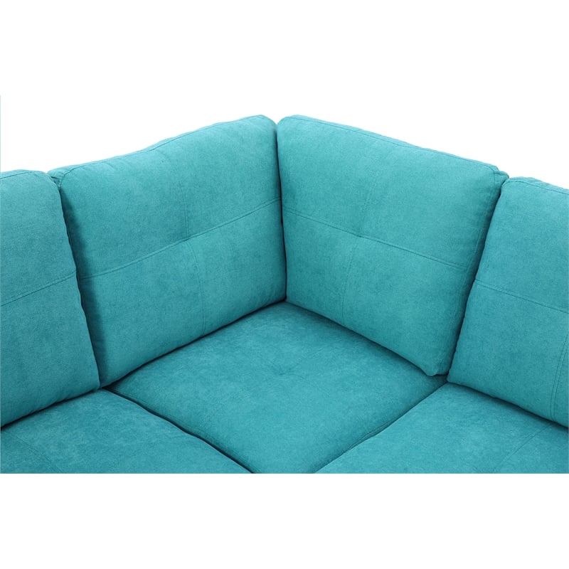Star Home Living Marseille Linen Fabric Sectional Sofa Set in Green