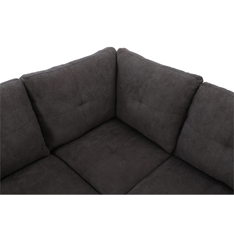 Star Home Living Marseille Linen Fabric Sectional Sofa Set in Red