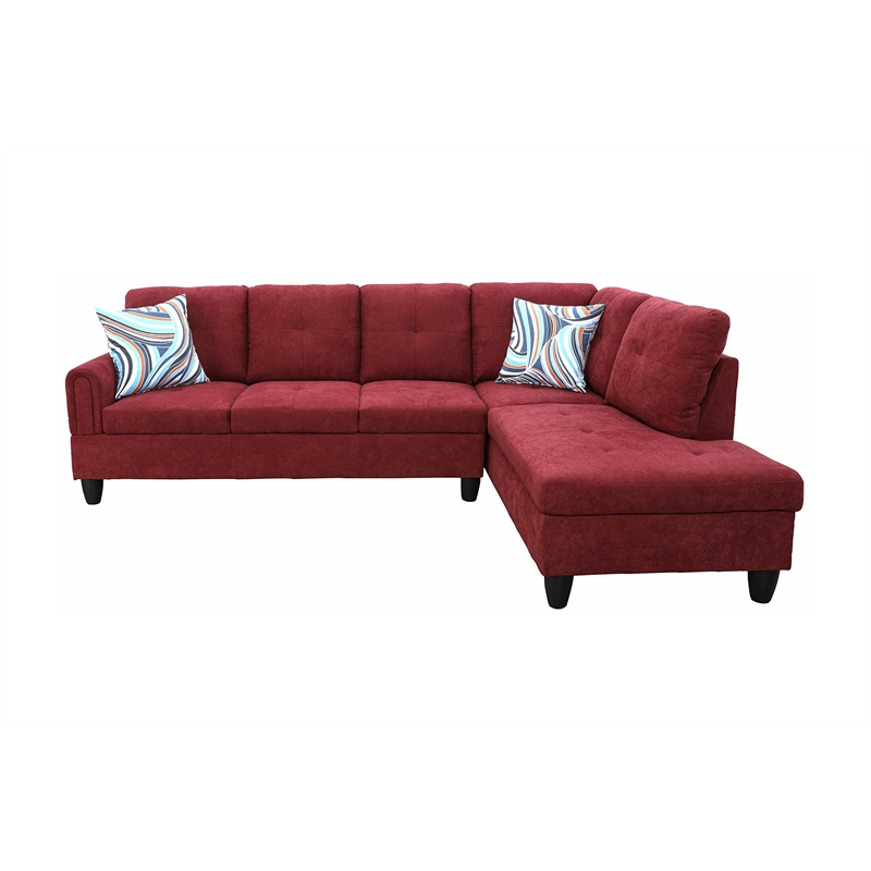 Star Home Living Puebla Linen Fabric Sectional Sofa Set in Red