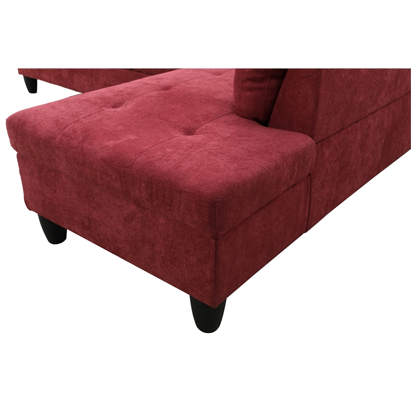 Star Home Living Puebla Linen Fabric Sectional Sofa Set in Red