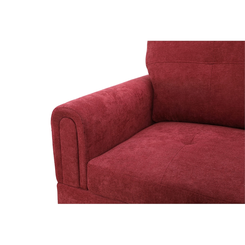 Star Home Living Puebla Linen Fabric Sectional Sofa Set in Red