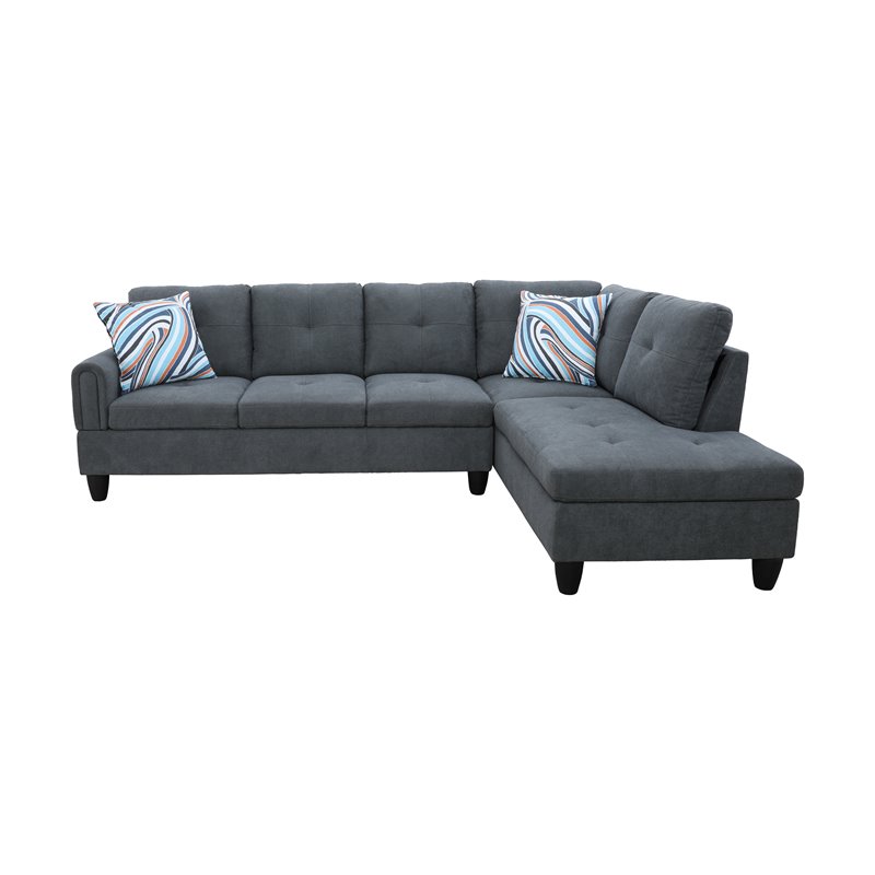 Star Home Living Puebla Linen Fabric Sectional Sofa Set in Dark Gray
