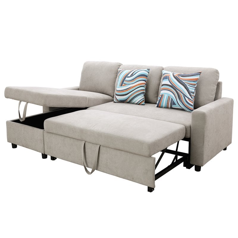 Star Home Living Hannah Microfiber Fabric Revers. Sectional Sofa in Gray