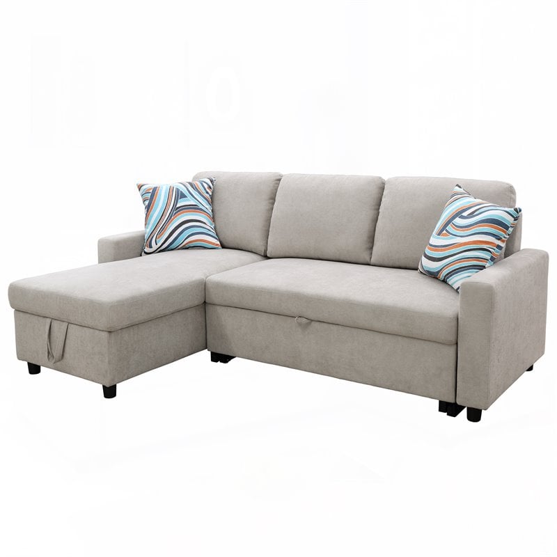 Star Home Living Hannah Microfiber Fabric Revers. Sectional Sofa in Gray