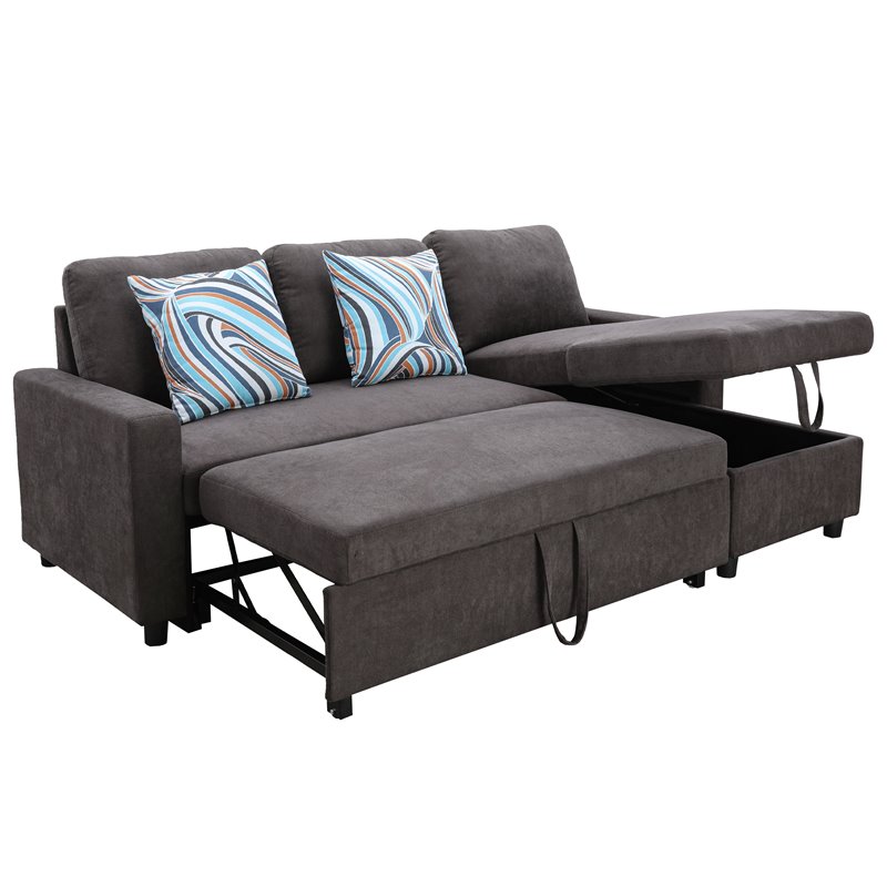 Star Home Living Hannah Microfiber Fabric Revers. Sectional Sofa in Dark Brown