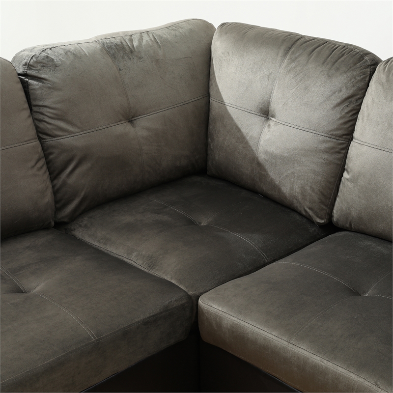 Star Home Living Corp Timmy Fabric Left Facing Sectional in Taupe Gray