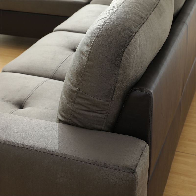 Star Home Living Corp Timmy Fabric Left Facing Sectional in Taupe Gray