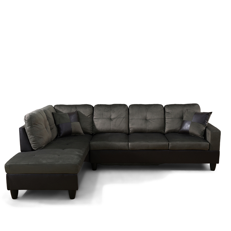 Star Home Living Corp Timmy Fabric Left Facing Sectional in Taupe Gray