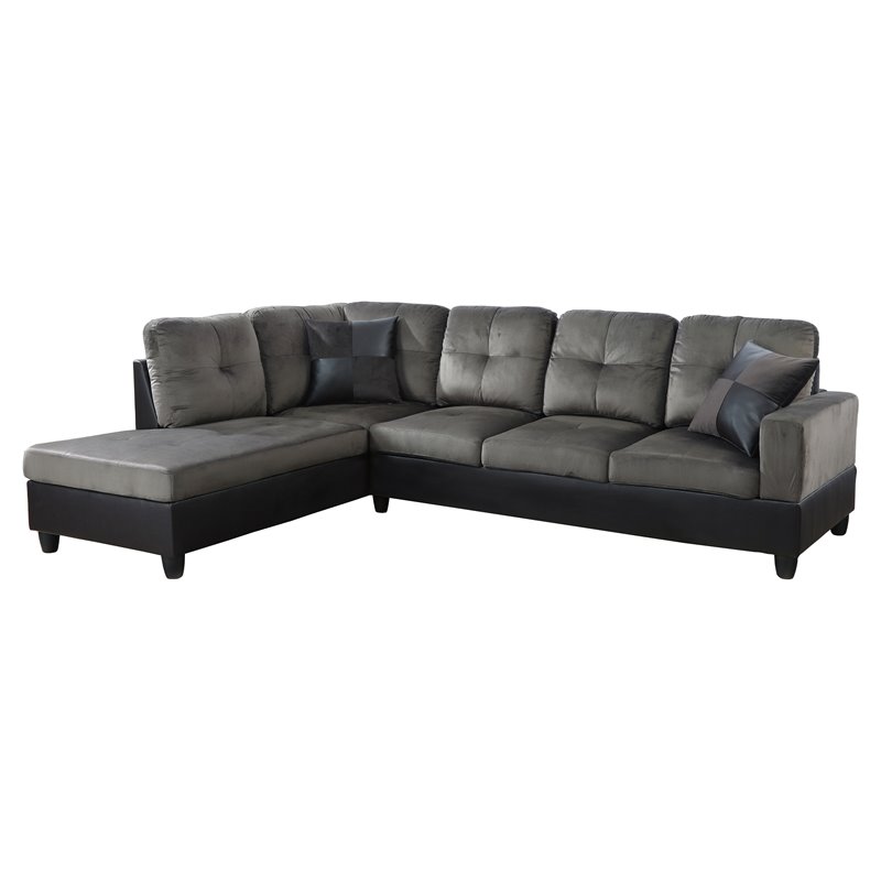 Star Home Living Corp Timmy Fabric Left Facing Sectional in Taupe Gray