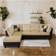 Beverly Fine Furniture Microfiber with Faux Leather Sofa Set With Ottoman Beige