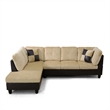 Beverly Fine Furniture Microfiber with Faux Leather Sofa Set With Ottoman Beige