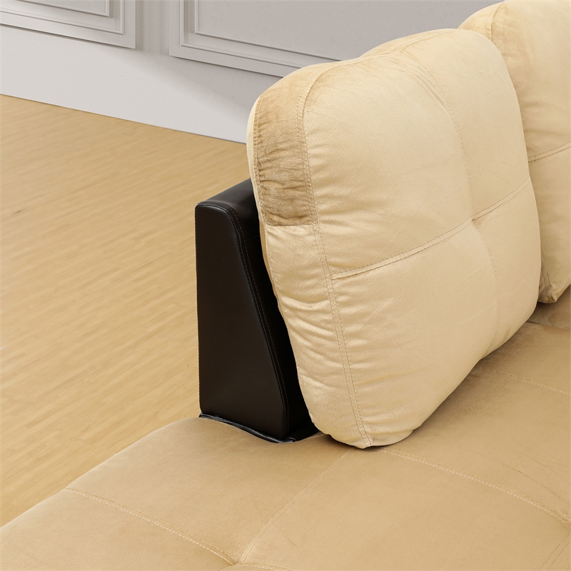 Beverly Fine Furniture Microfiber with Faux Leather Sofa Set With Ottoman Beige