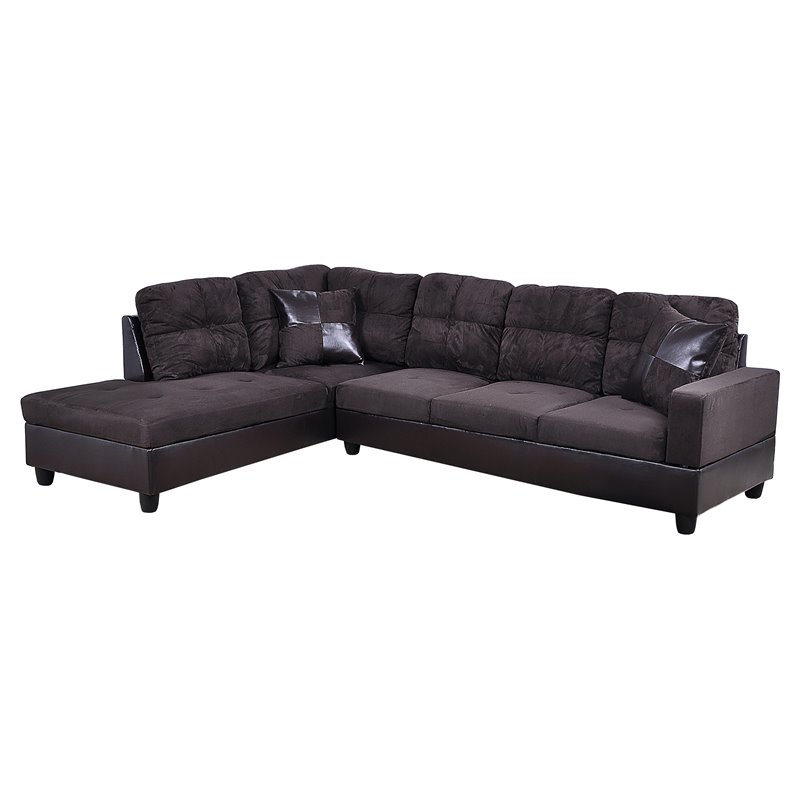 Star Home Living Corp Timmy Microfiber Fabric Left Facing Sectional in Espresso