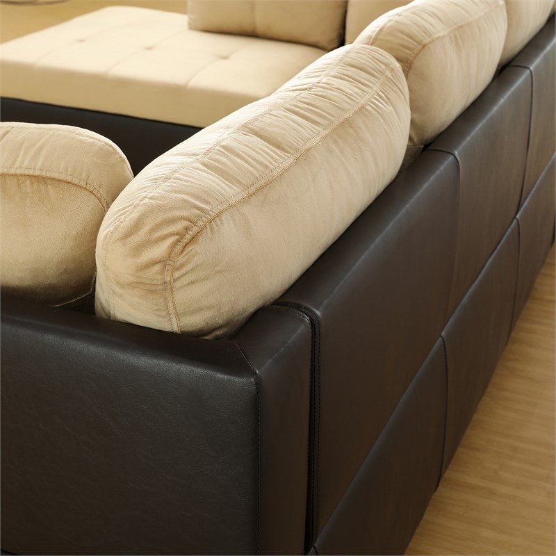 Star Home Living Corp Chris Microfiber Fabric Right Facing Sectional in Beige